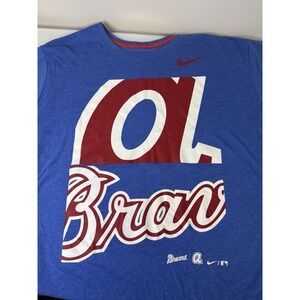 Mens Nike Atlanta Braves Shirt Sleeve T-Shirt Size 3XL Athletic Cut Throwback